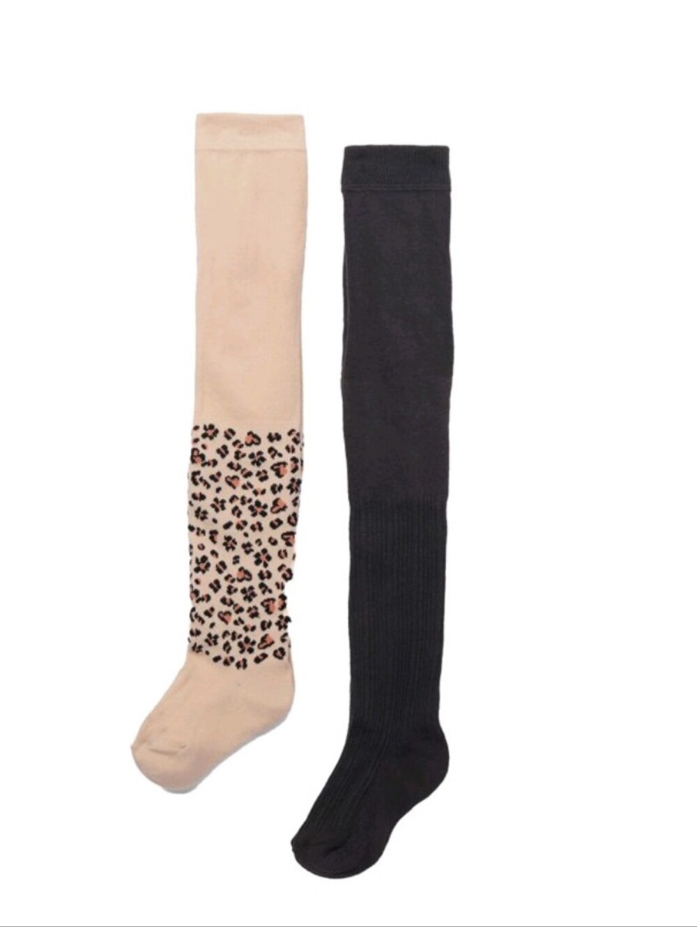 Two-Pack Over-the-Knee Socks — Leopard Print & Solid